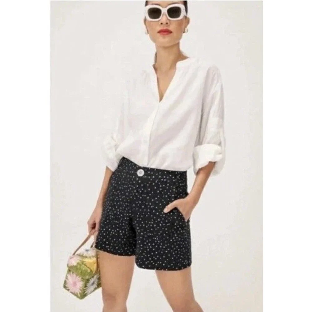 Cabi Pasadena Polka Dot Shorts Black White Size 10 NWT Classic Summer
